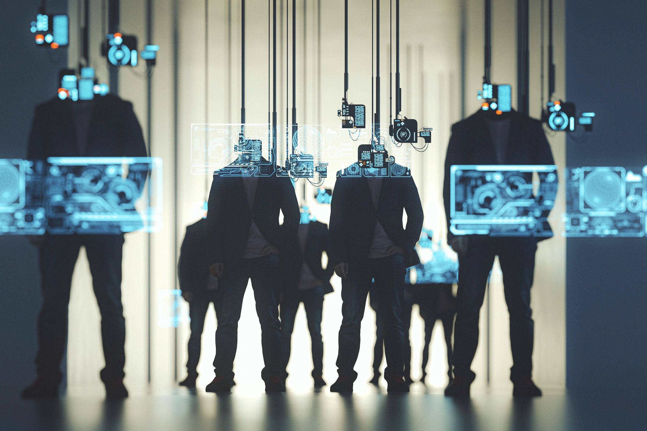 cyber-noir business team high-tech
