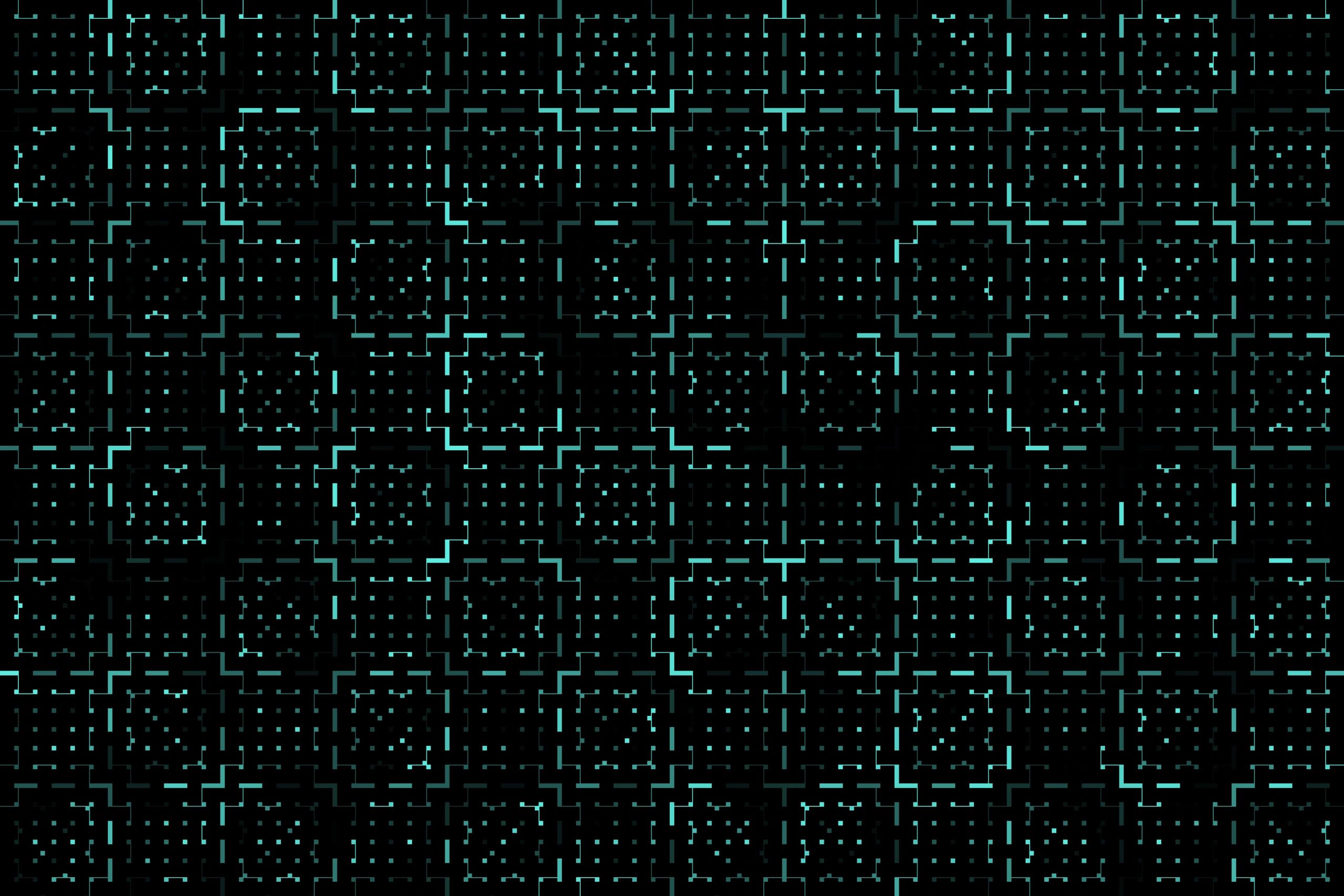 dark cyber-noir parallax grid, neon cyan, quantum computing, blueprint schematic, industrial tech background