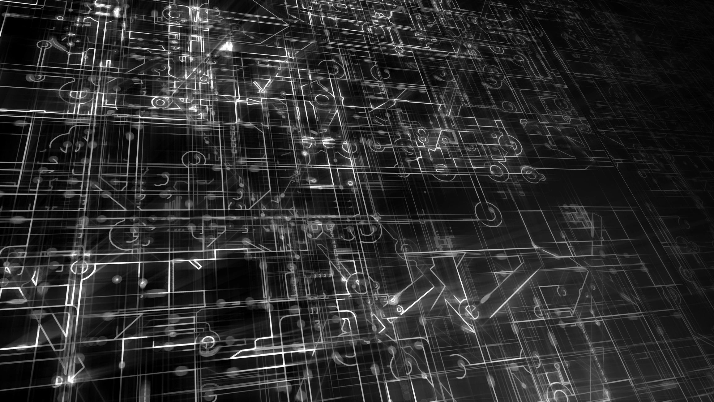 industrial cyber-noir technology neon blueprint
